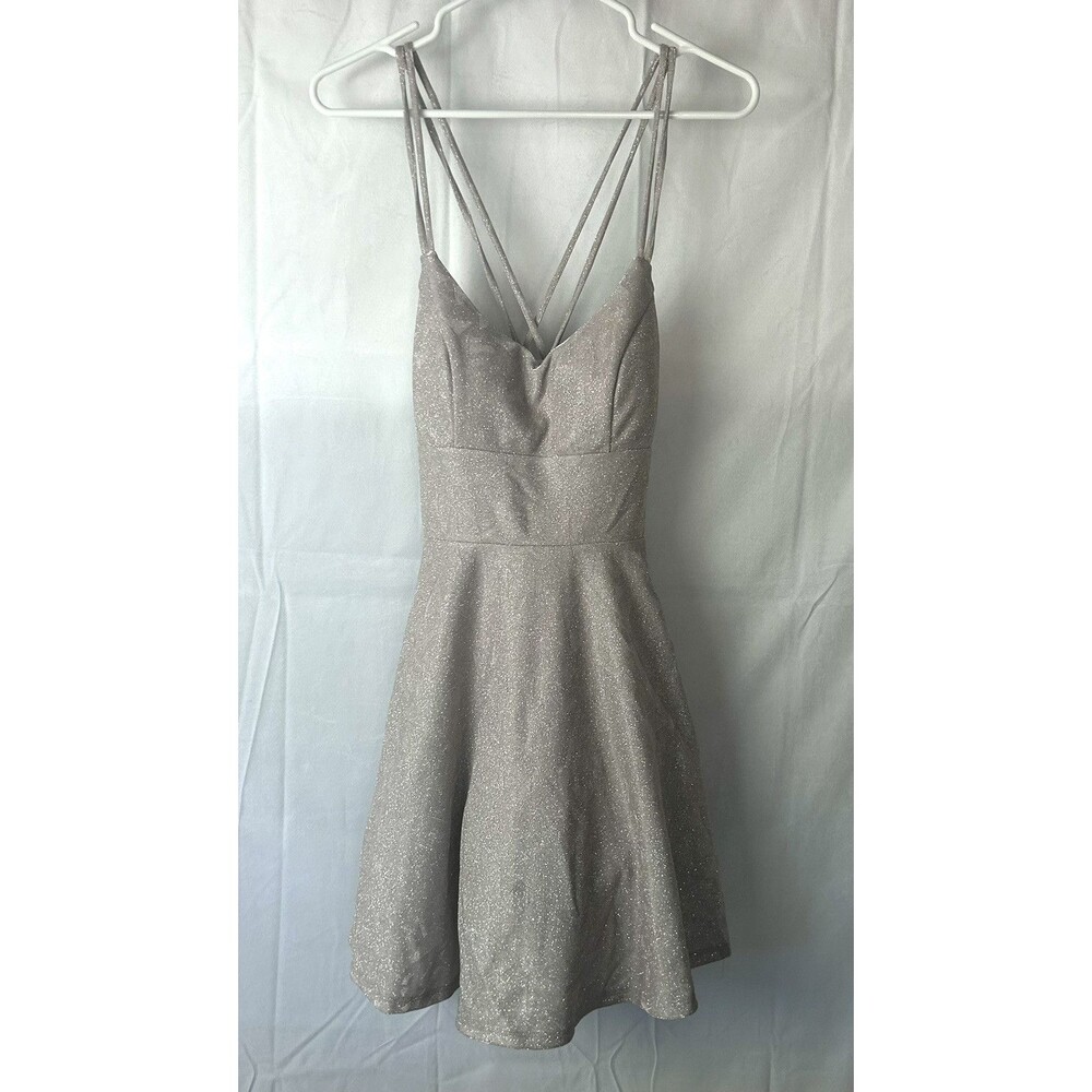 City Triangles Prom Med Silver Spaghetti Strap‎  Knee High Petticoat NWT